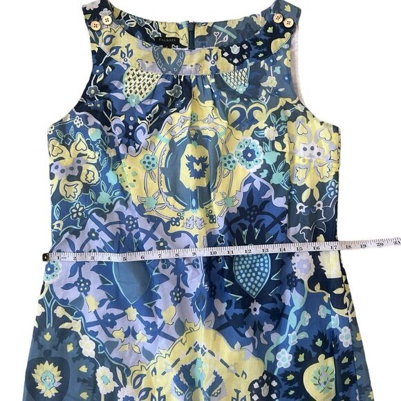 Talbots Retro Style 100% Cotton Abstract Floral Print Shift Dress Size 6 - Picture 6 of 10